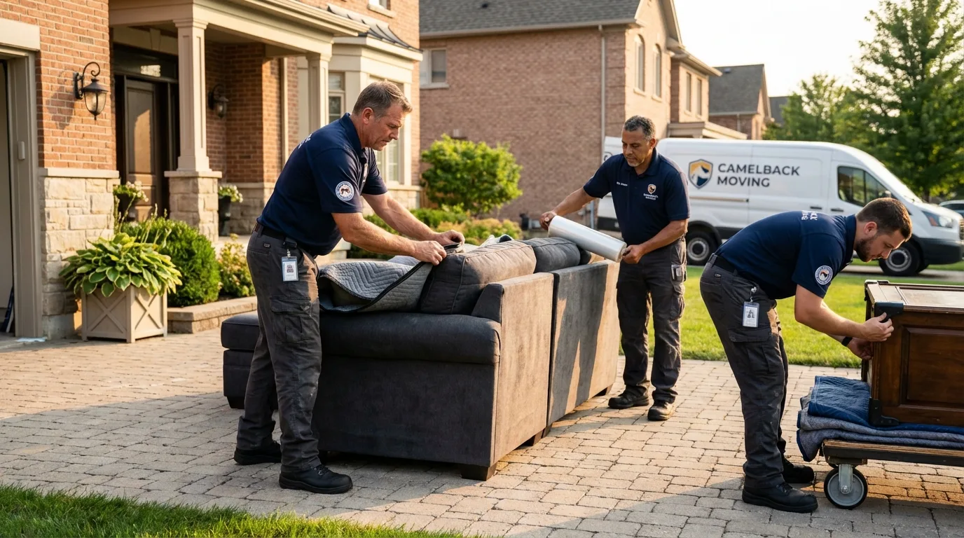 Large estate moving crew wrapping furniture in Los Altos, CA